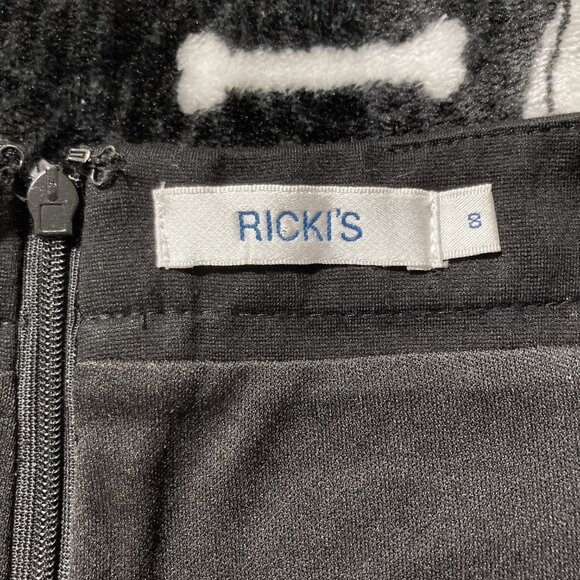 RICKI's Black grey herringbone pencil skirt ~ MEDIUM lace detailing goth skirt - Picture 2 of 13